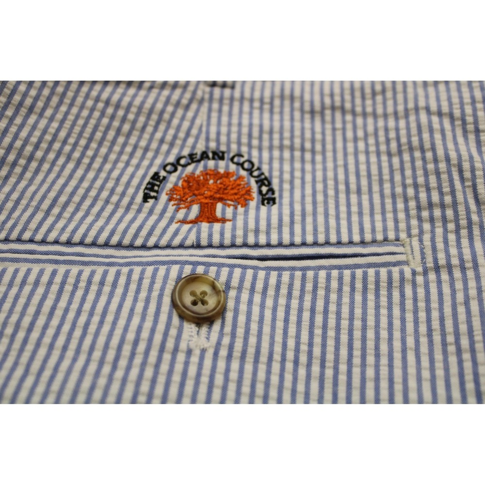 Peter Millar Shorts Mens 38 Blue Seersucker Golf The Ocean Course Kiawah